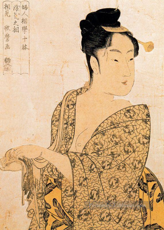 l’heure du coq Kitagawa Utamaro ukiyo e Bijin GA Peintures à l'huile
